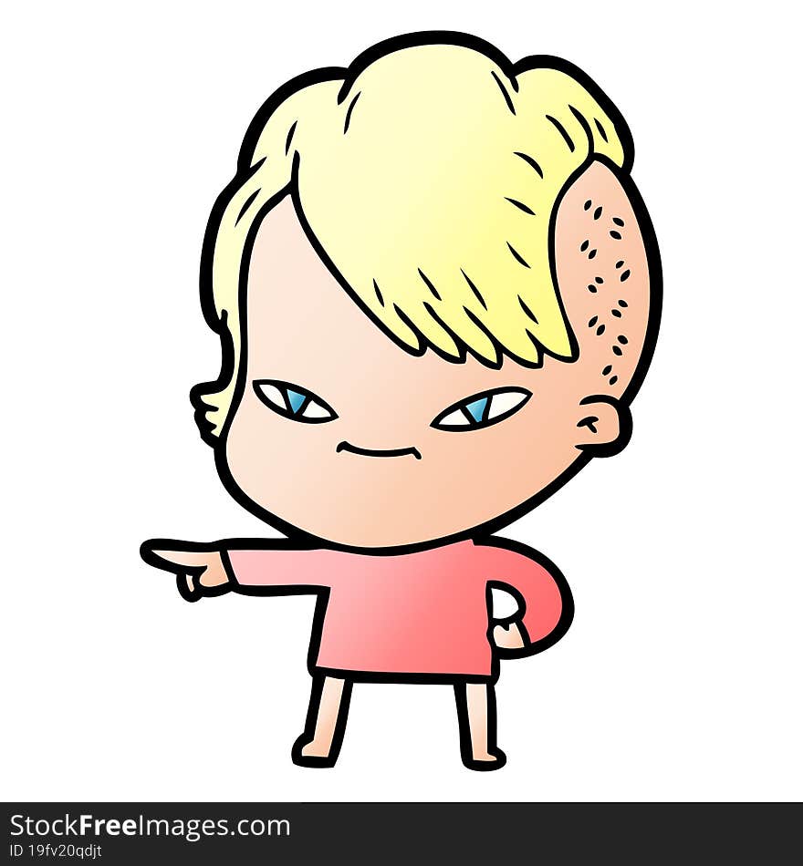 cute cartoon girl with hipster haircut. cute cartoon girl with hipster haircut