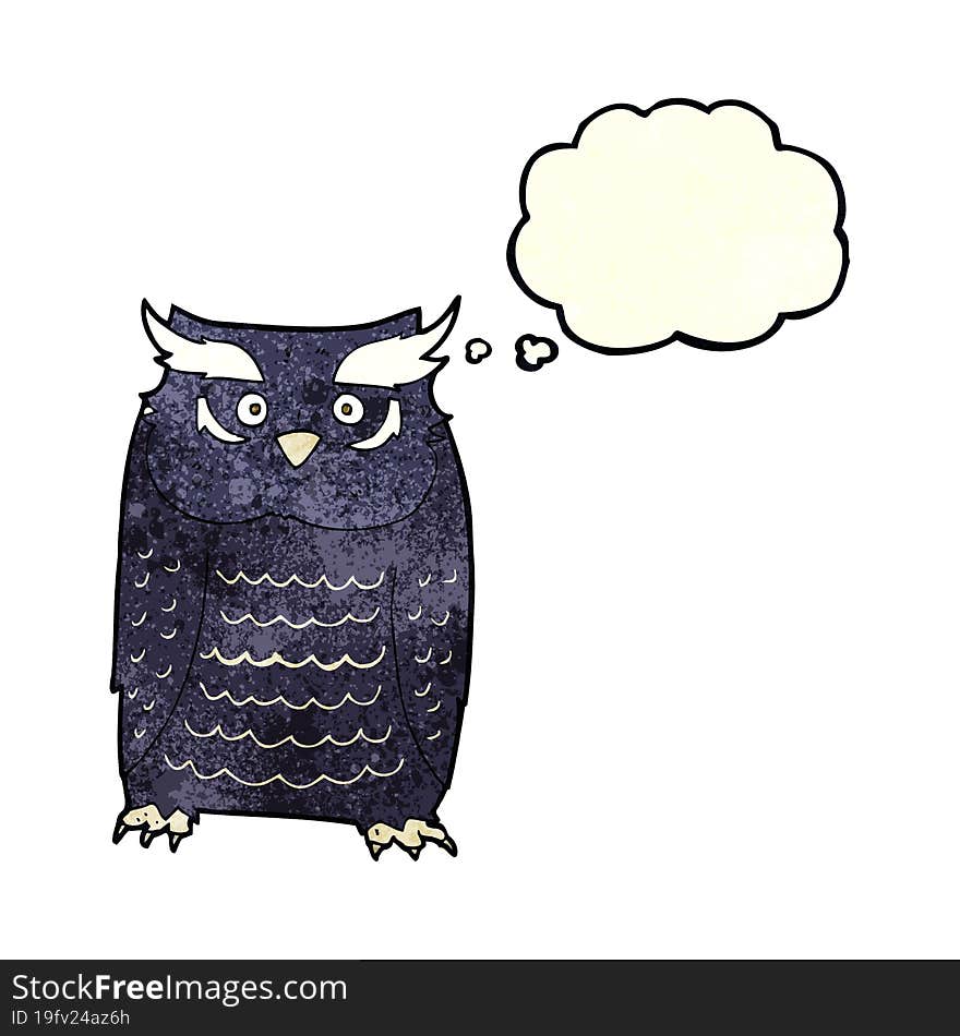 cartoon owl with thought bubble