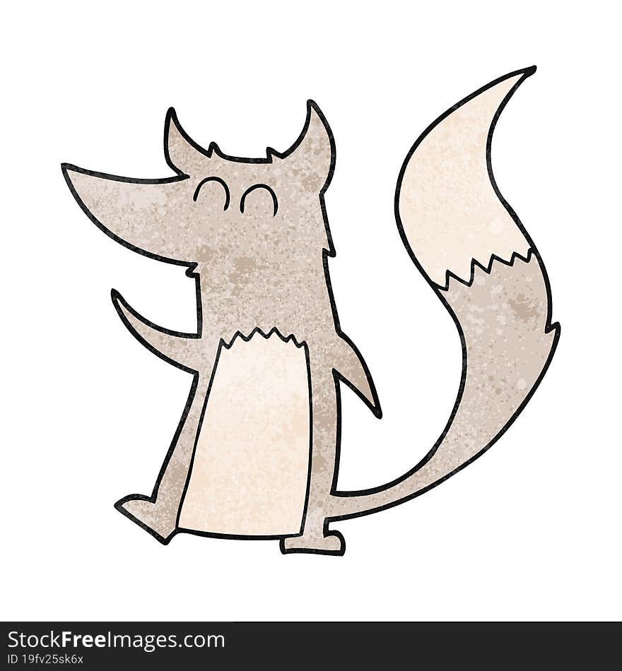 textured cartoon little wolf