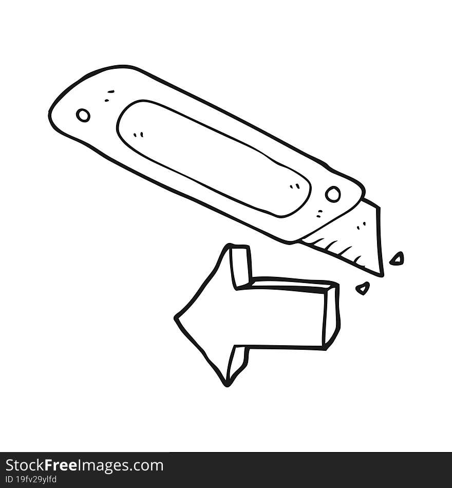 black and white cartoon construction knife