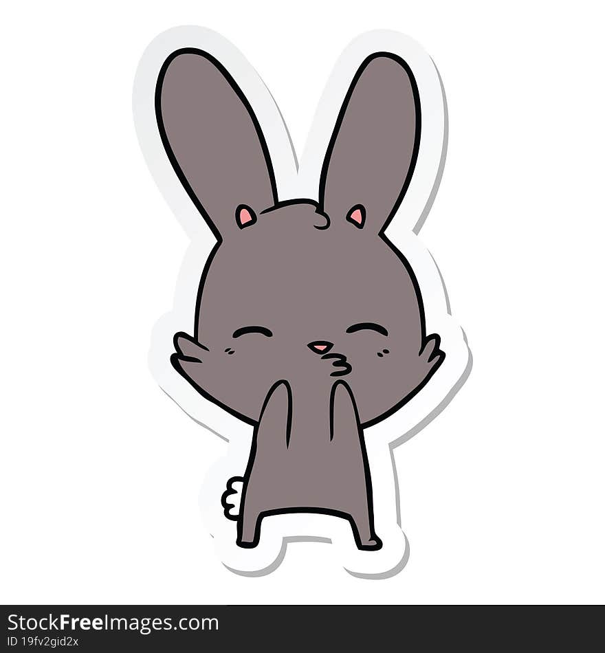 sticker of a curious bunny cartoon