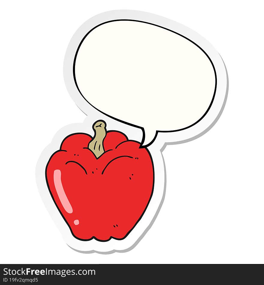 cartoon pepper with speech bubble sticker. cartoon pepper with speech bubble sticker