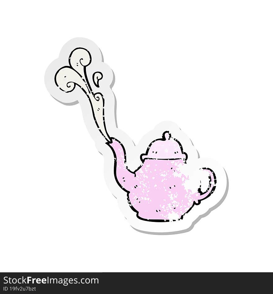 Retro Distressed Sticker Of A Cartoon Teapot