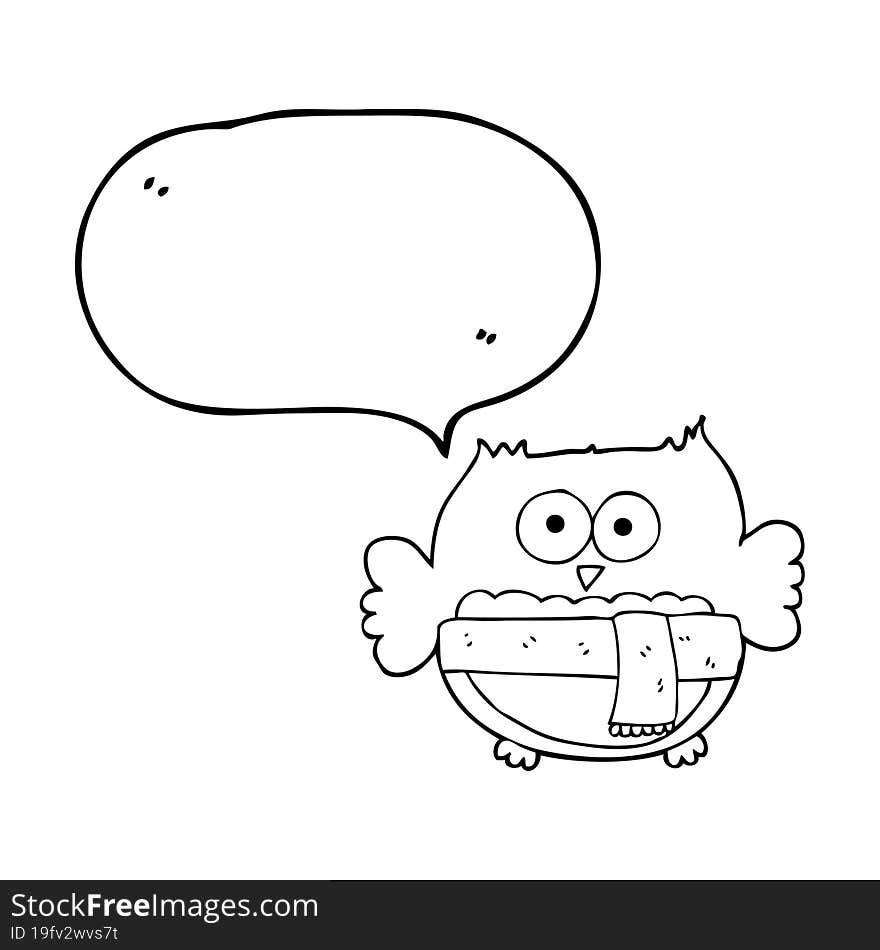 speech bubble cartoon owl wearing scarf