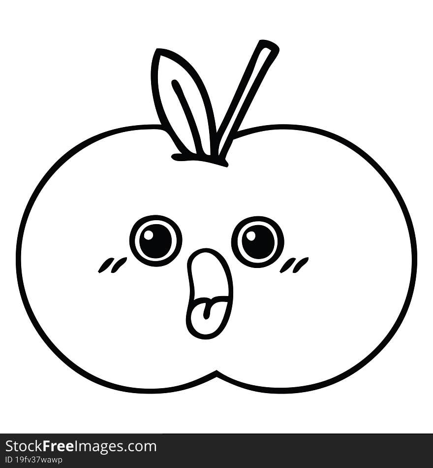 line drawing cartoon red apple