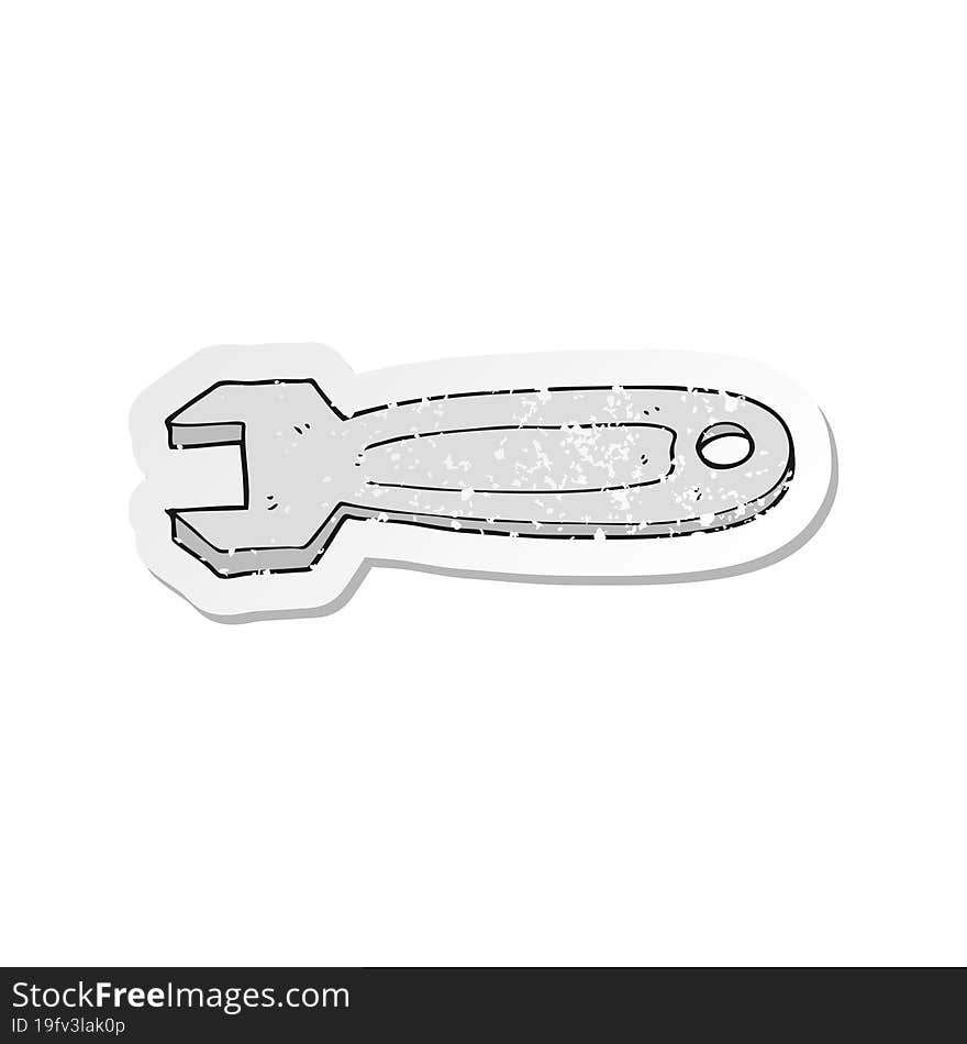 Retro Distressed Sticker Of A Cartoon Spanner