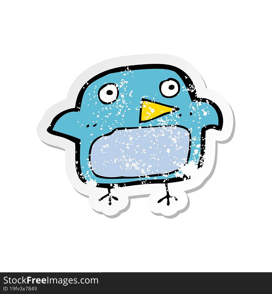 Retro Distressed Sticker Of A Cartoon Bluebird