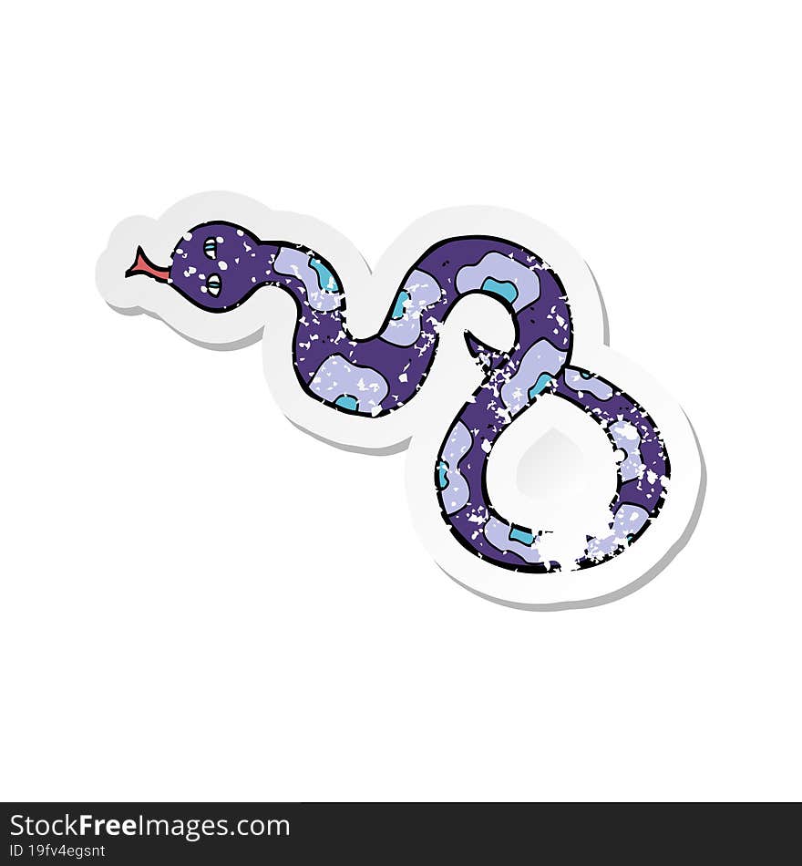 retro distressed sticker of a cartoon snake