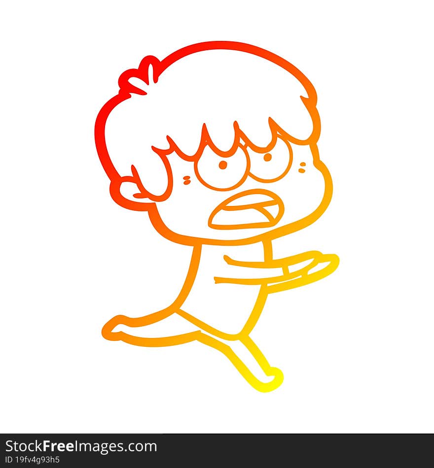 warm gradient line drawing worried cartoon boy