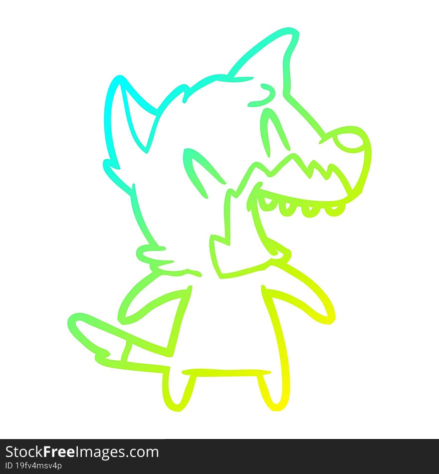 cold gradient line drawing laughing fox cartoon