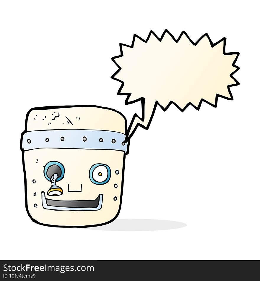 cartoon robot head with speech bubble