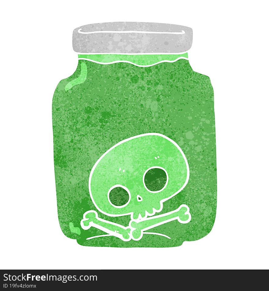 retro cartoon jar with skull