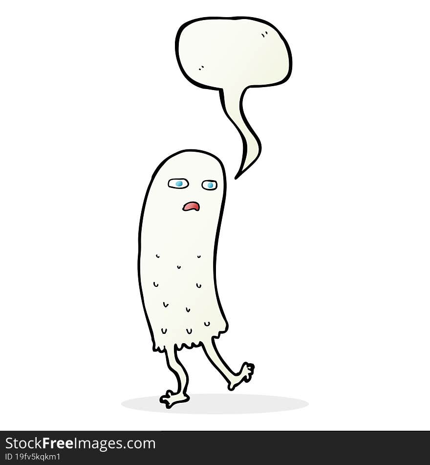 cartoon funny ghost with speech bubble