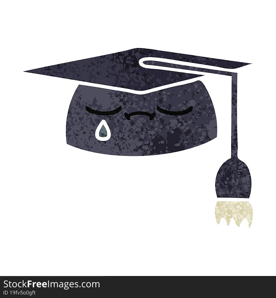 retro illustration style cartoon graduation hat