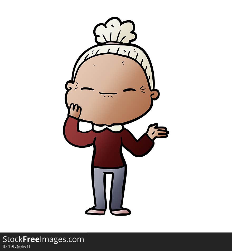 cartoon peaceful old woman. cartoon peaceful old woman