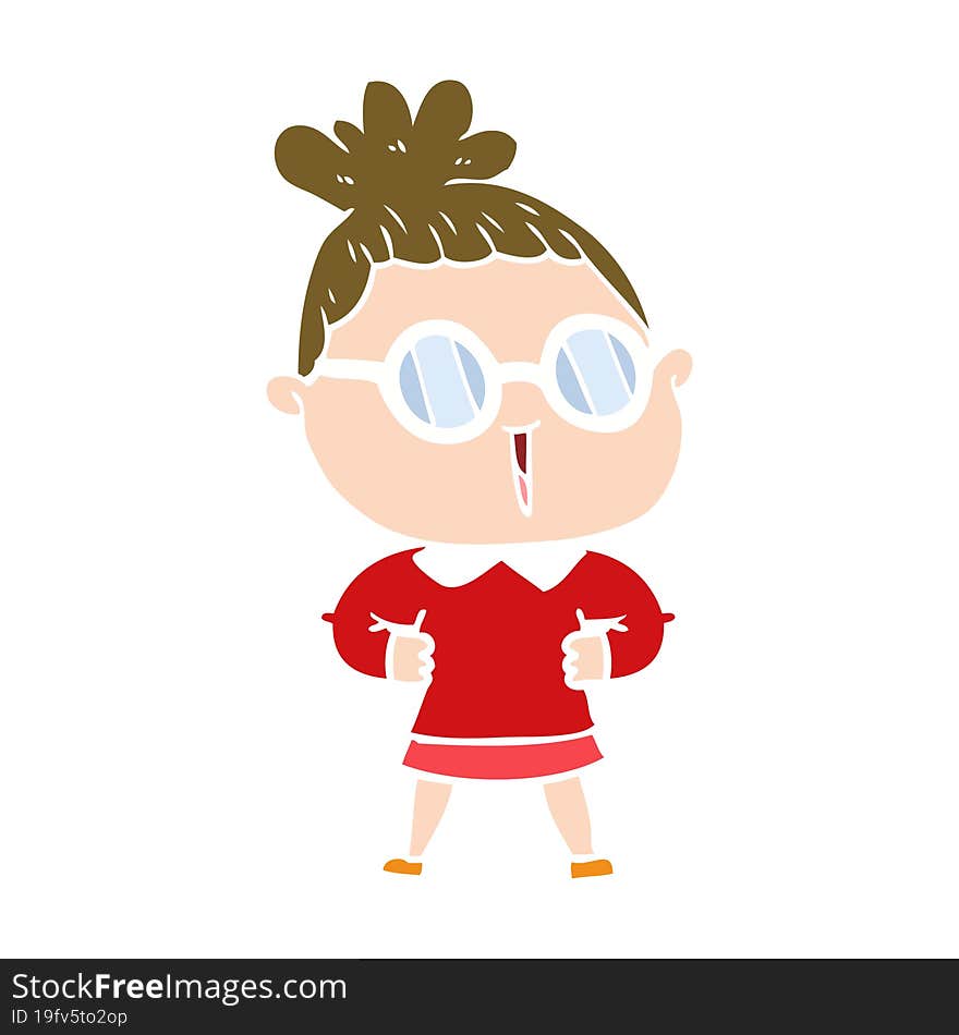 flat color style cartoon woman wearing spectacles