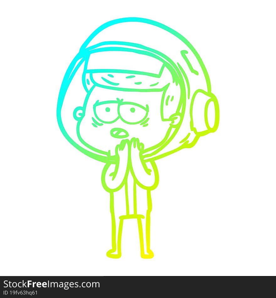 cold gradient line drawing cartoon tired astronaut