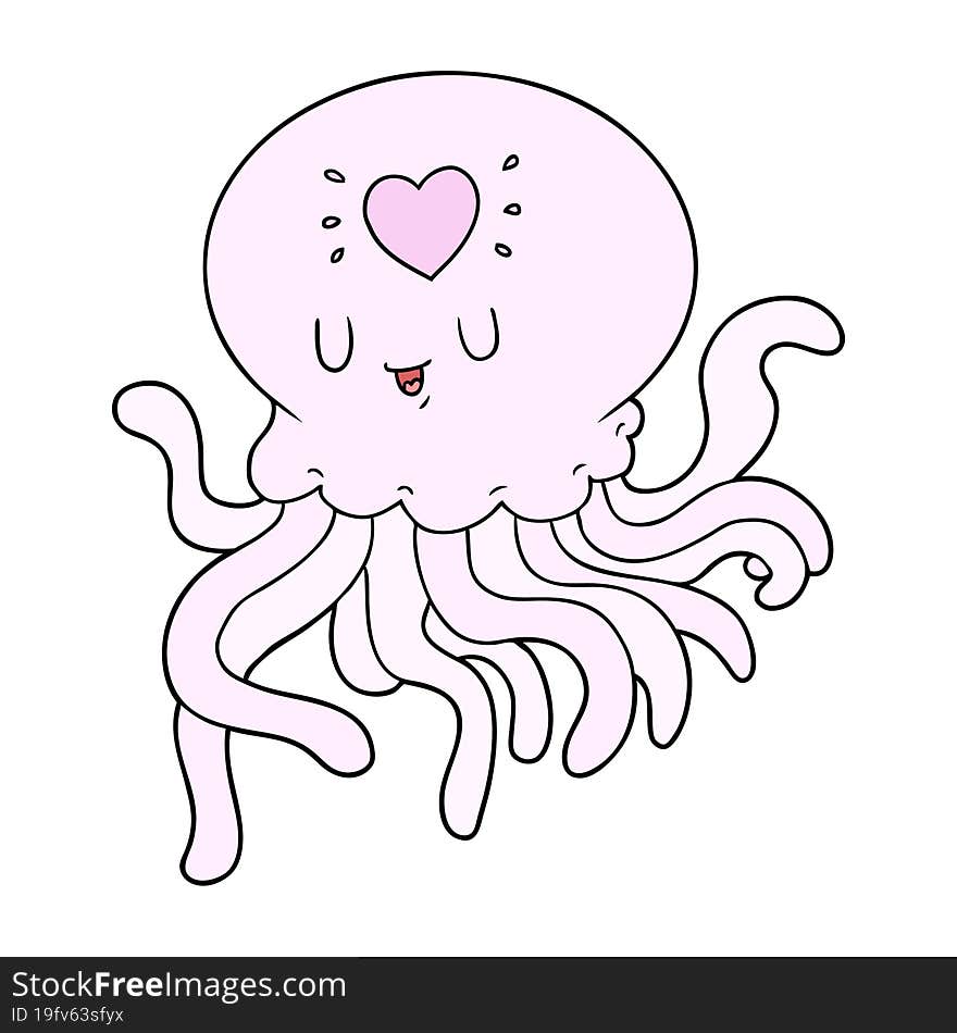 cartoon jellyfish in love. cartoon jellyfish in love