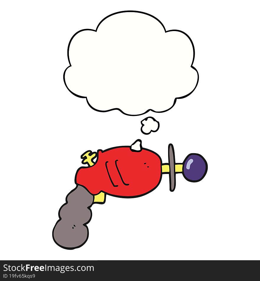 Cartoon Ray Gun And Thought Bubble