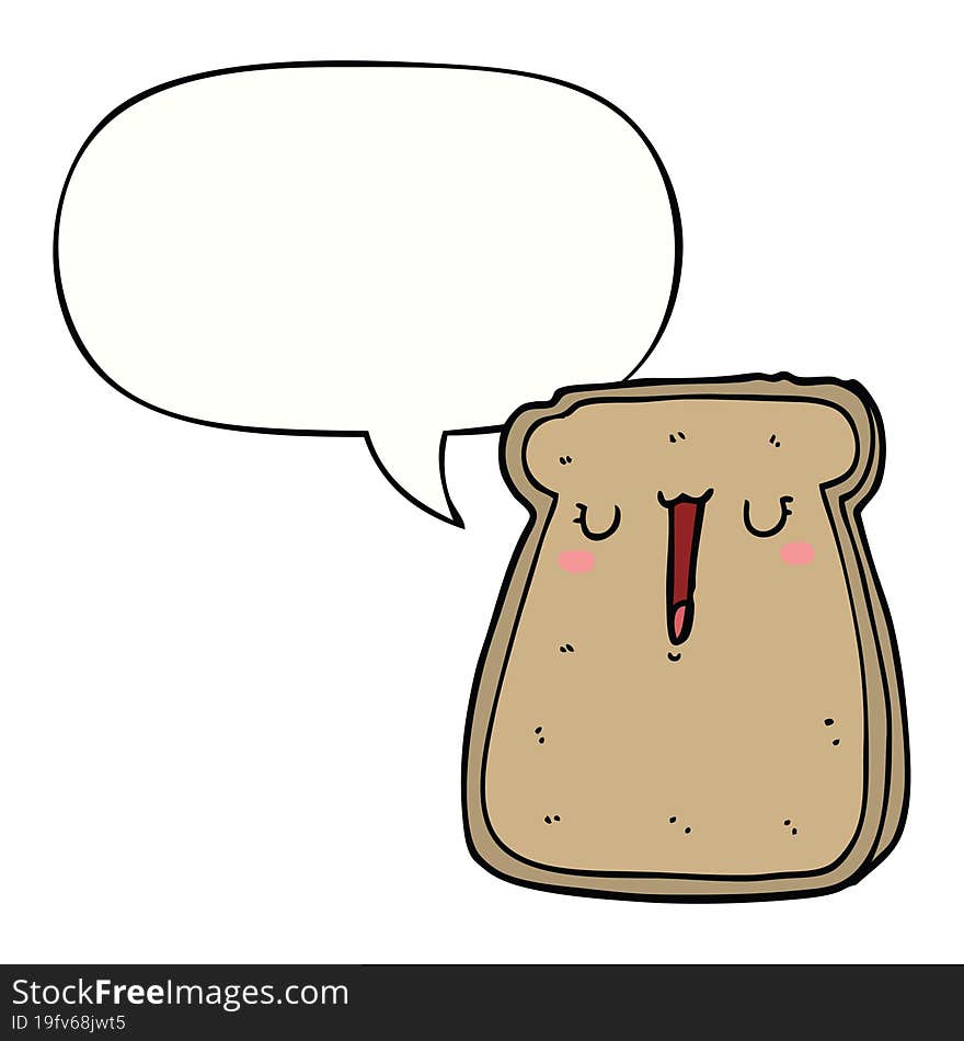 cartoon toast with speech bubble. cartoon toast with speech bubble