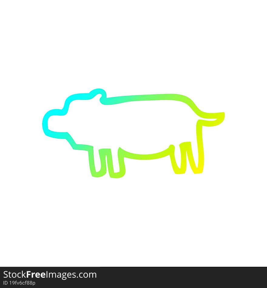 cold gradient line drawing of a cartoon animal symbol