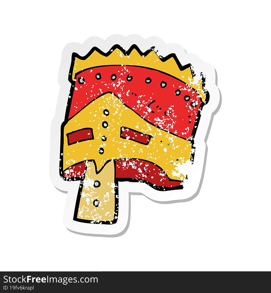 retro distressed sticker of a cartoon kings armor