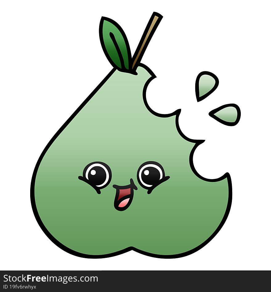 gradient shaded cartoon green pear