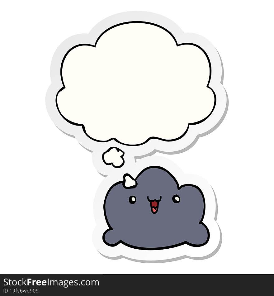 cartoon cloud and thought bubble as a printed sticker