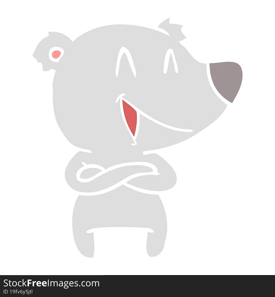 laughing bear flat color style cartoon