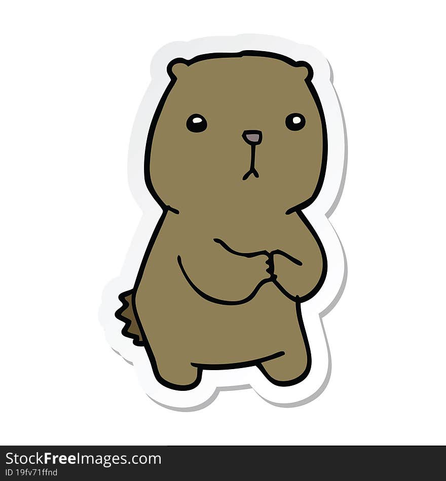 Sticker Of A Cartoon Worried Bear