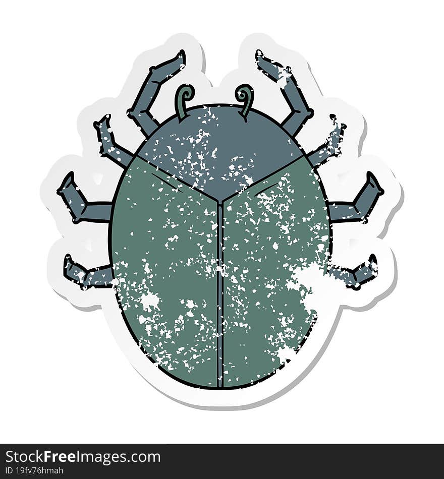 distressed sticker of a giant bug cartoon