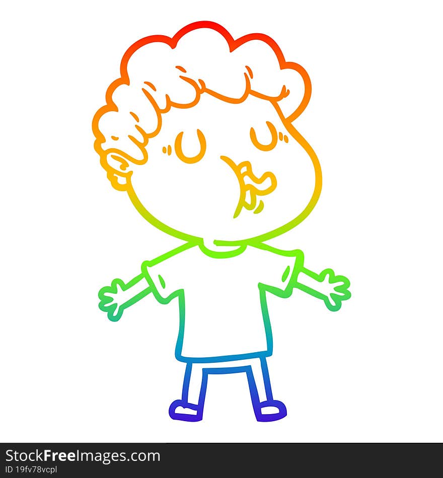 rainbow gradient line drawing cartoon man singing