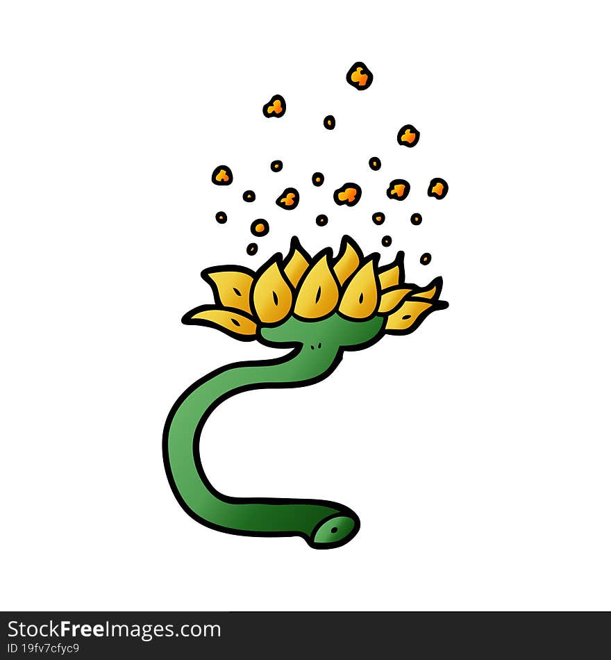 cartoon flower releasing pollen. cartoon flower releasing pollen