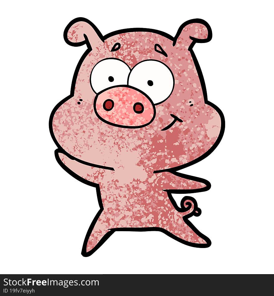 happy cartoon pig. happy cartoon pig