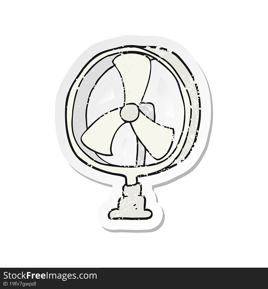 retro distressed sticker of a cartoon desk fan