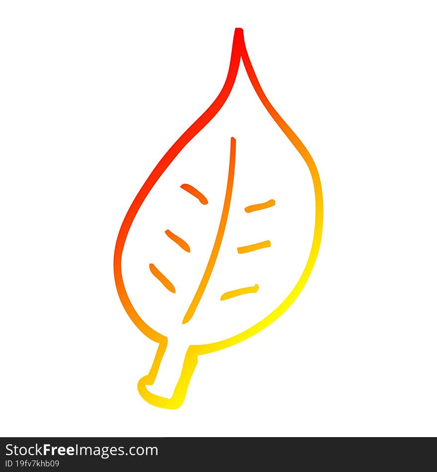 warm gradient line drawing cartoon autumnal leaf