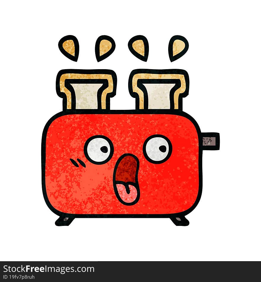 retro grunge texture cartoon of a of a toaster