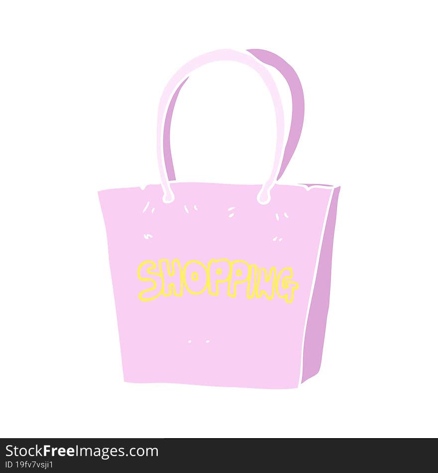 Flat Color Illustration Of A Cartoon Shopping Bag