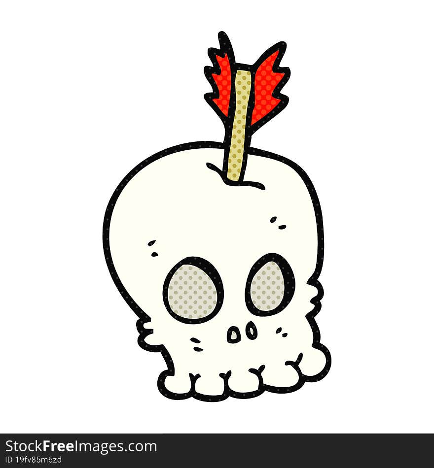 cartoon skull with arrow