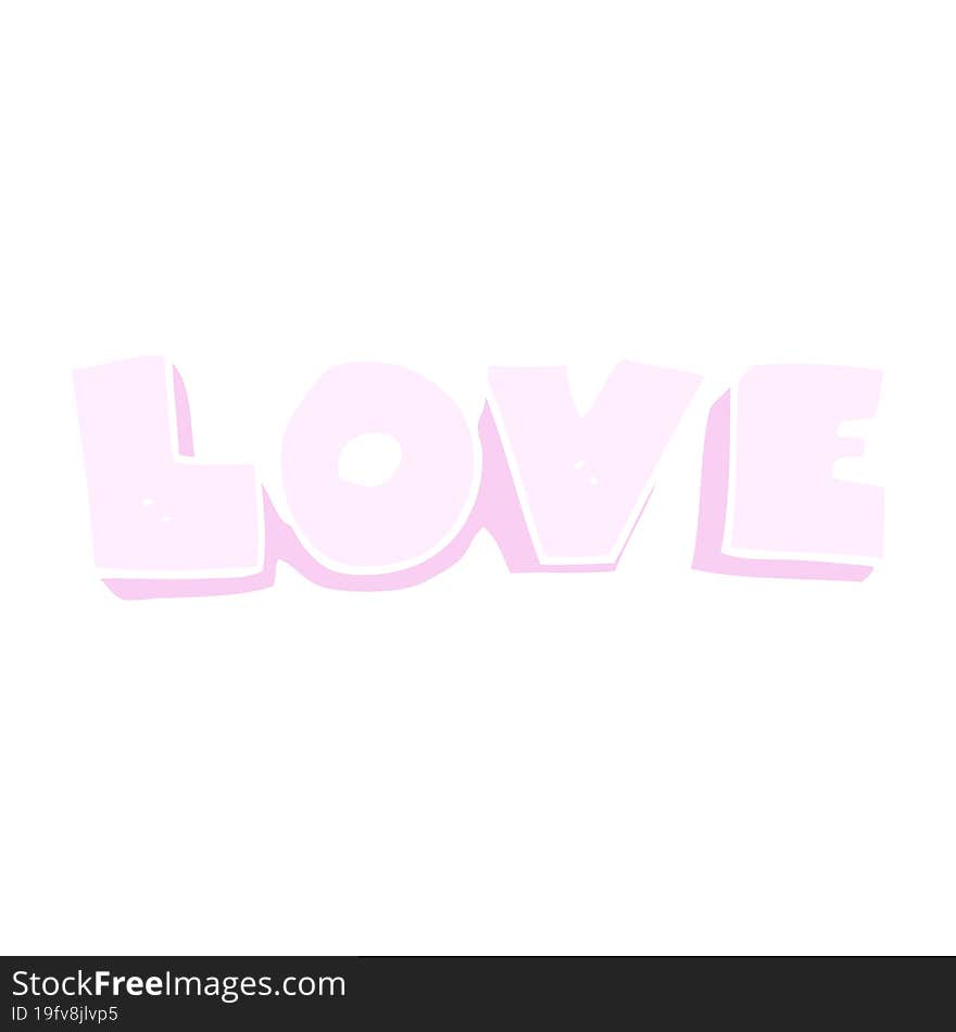 flat color illustration of a cartoon word love