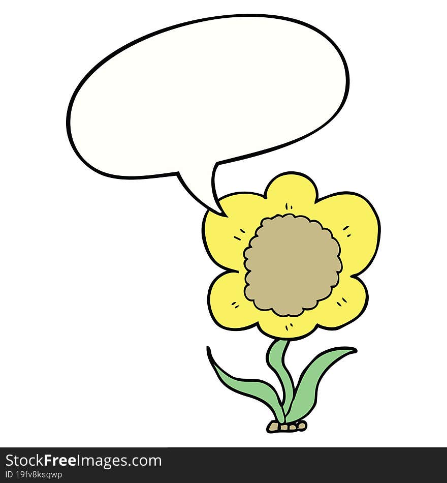 cartoon flower and speech bubble