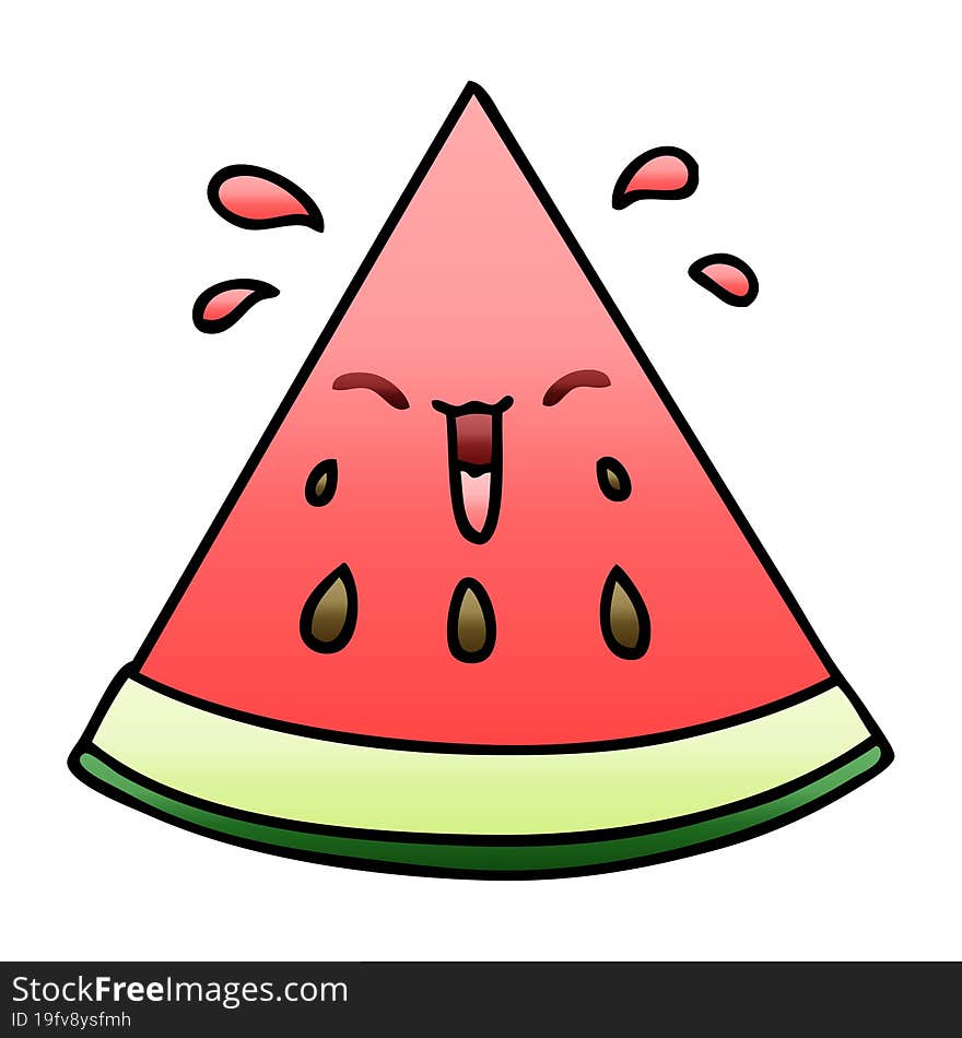 quirky gradient shaded cartoon watermelon