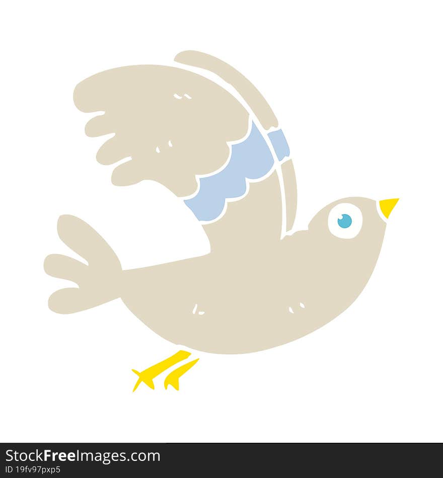 Flat Color Illustration Of A Cartoon Bird