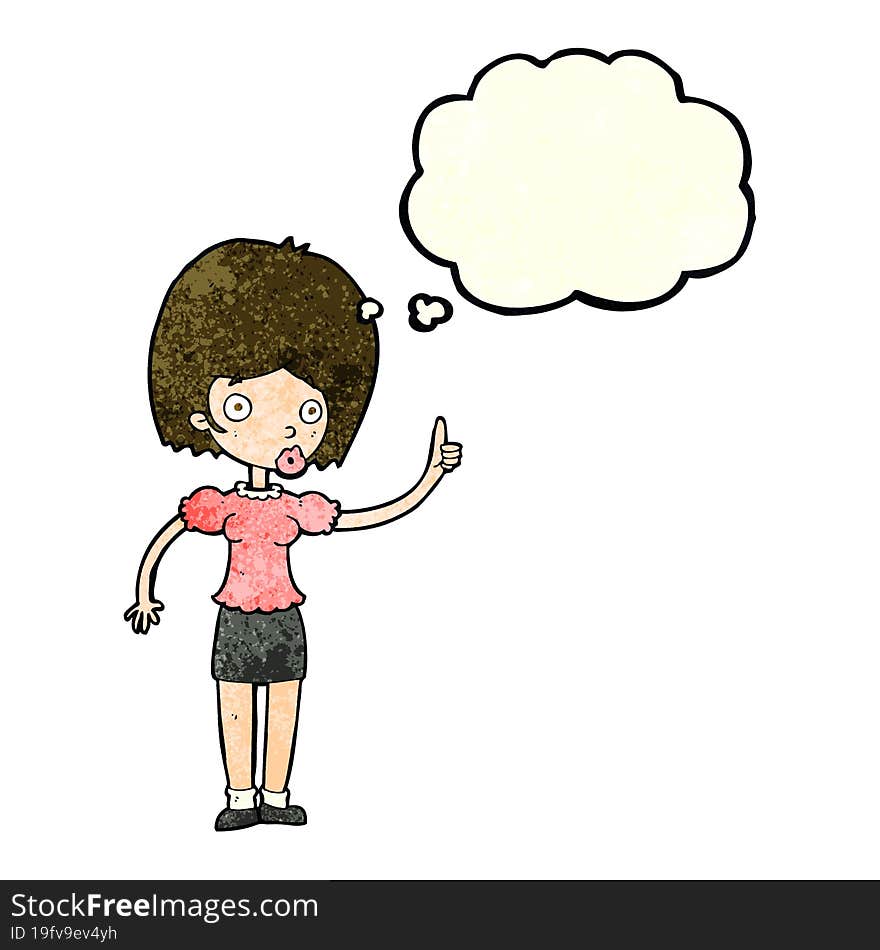 cartoon woman with idea with thought bubble