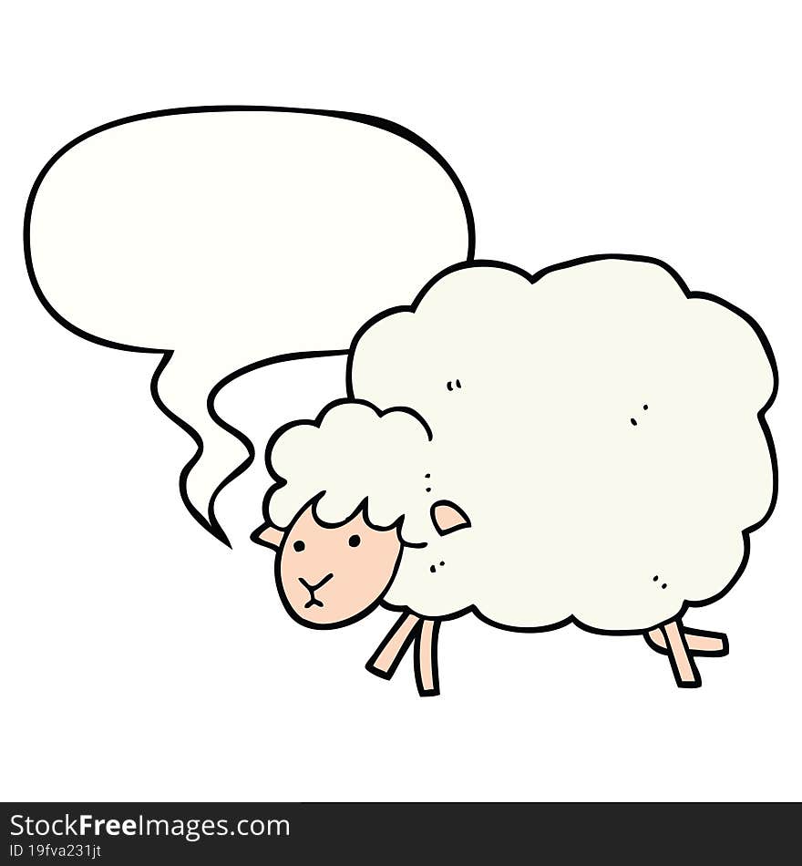 cartoon sheep and speech bubble