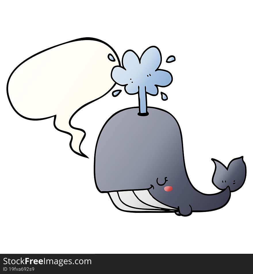 cartoon whale and speech bubble in smooth gradient style