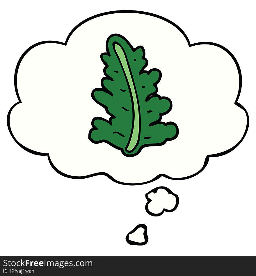 Cartoon Leaf And Thought Bubble