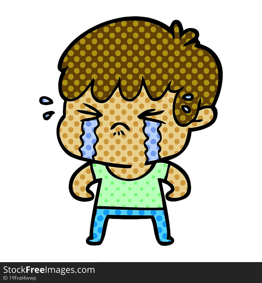 cartoon boy crying. cartoon boy crying