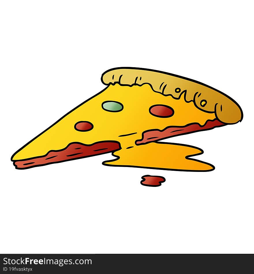 gradient cartoon doodle of a slice of pizza