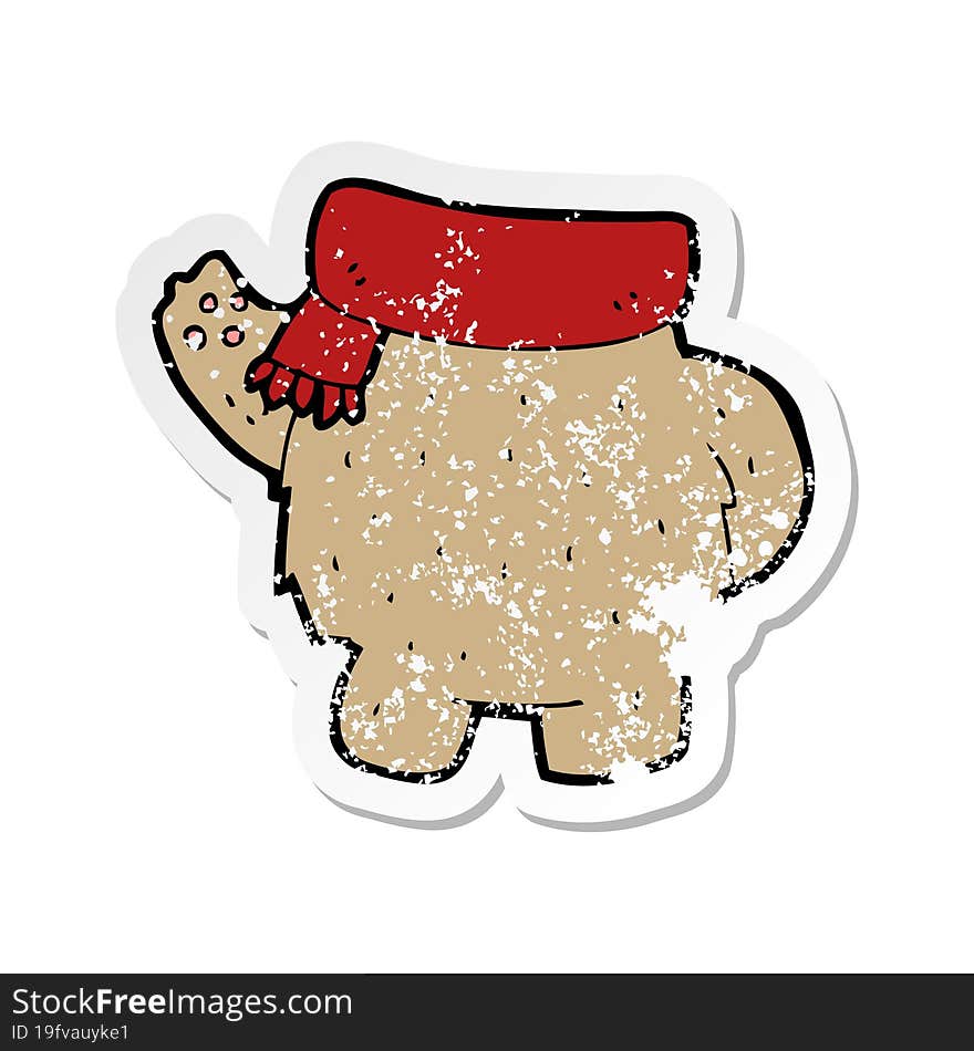 retro distressed sticker of a cartoon teddy bear body